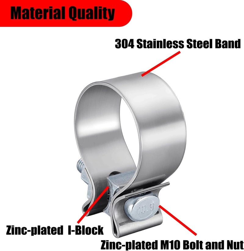 VPZMT 1.75 Inch Muffler Exhaust Clamp for Harley Davidson Touring/Street Glide/Electra Glide/Road King/Road Glide, Stainless Steel 304 (4 Pack) - Image 4